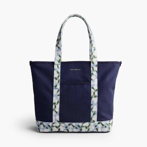 Rifle Paper Co. Canvas Blue Carry All Tote, Hydrangea floral print, NWT